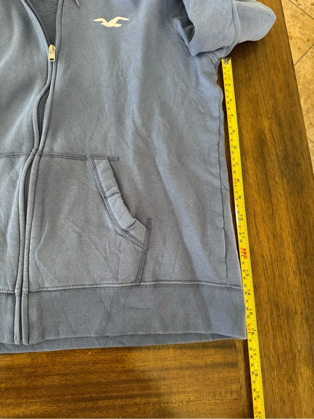 Hollister Light Blue Full-Zip Hoodie with Logo Sleeve